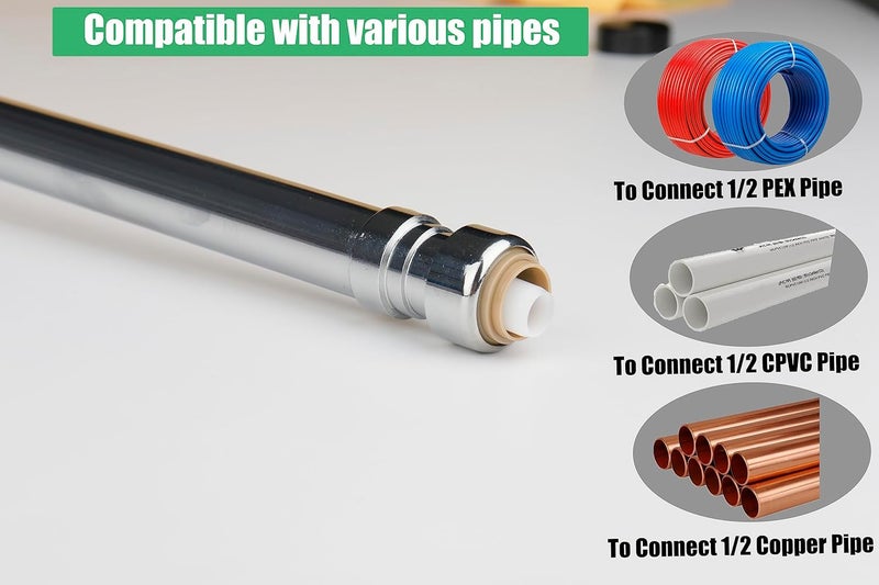 WHK 12 Inch Frost Free Outdoor Faucet Sillcock 1/2 x 3/4 Inch MHT, Frost Proof Outdoor Faucet Bib with 1/2" Push-to-Connect Plumbing Fittings, Brass Push Fit Connector for Copper, PEX, CPVC Pipe - Image 4